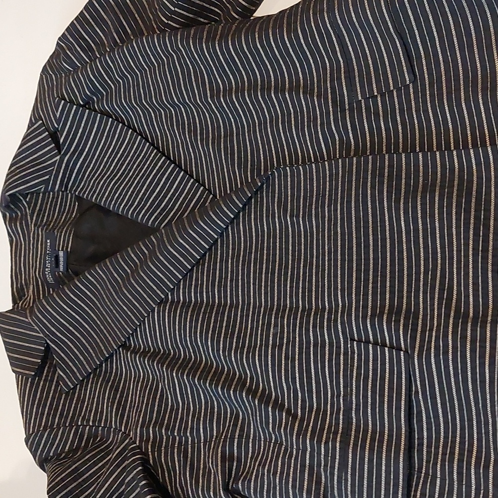 Jones New York Women's Size PS Petite Small Blazer Striped Belted Black - Picture 12 of 15